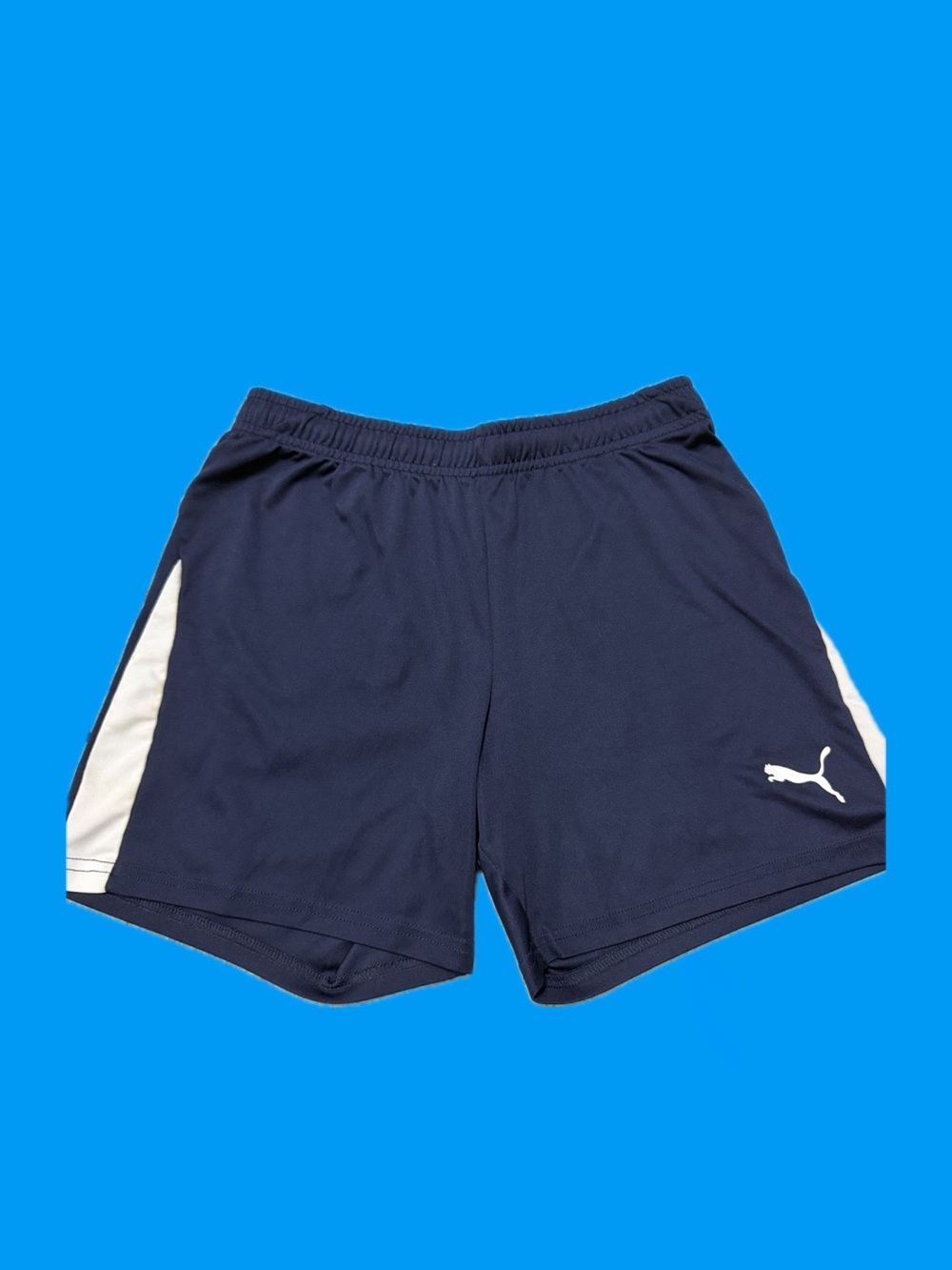 Puma Navy Athletic Shorts with White Side Panels